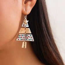 Cute Classic Christmas Tree Dangle Earrings - Zinc Alloy, Perfect Holiday Gift