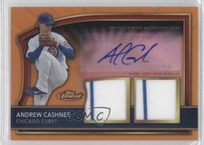 2011 Finest Orange Refractor Rookie Dual Relics 10/99 Andrew Cashner Auto 0s3