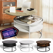 Lift Top Coffee Table with Hidden Compartment Storage Shelf Round Center Table
