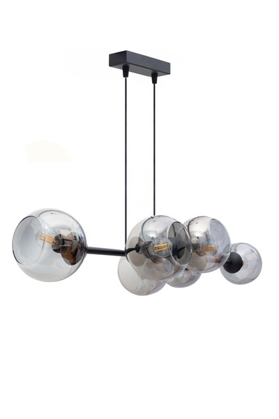 HäNgelampe KüChe Schwarz Rauchglas Metall E27 100 Cm Esstisch Pendelleuchte Lang-image
