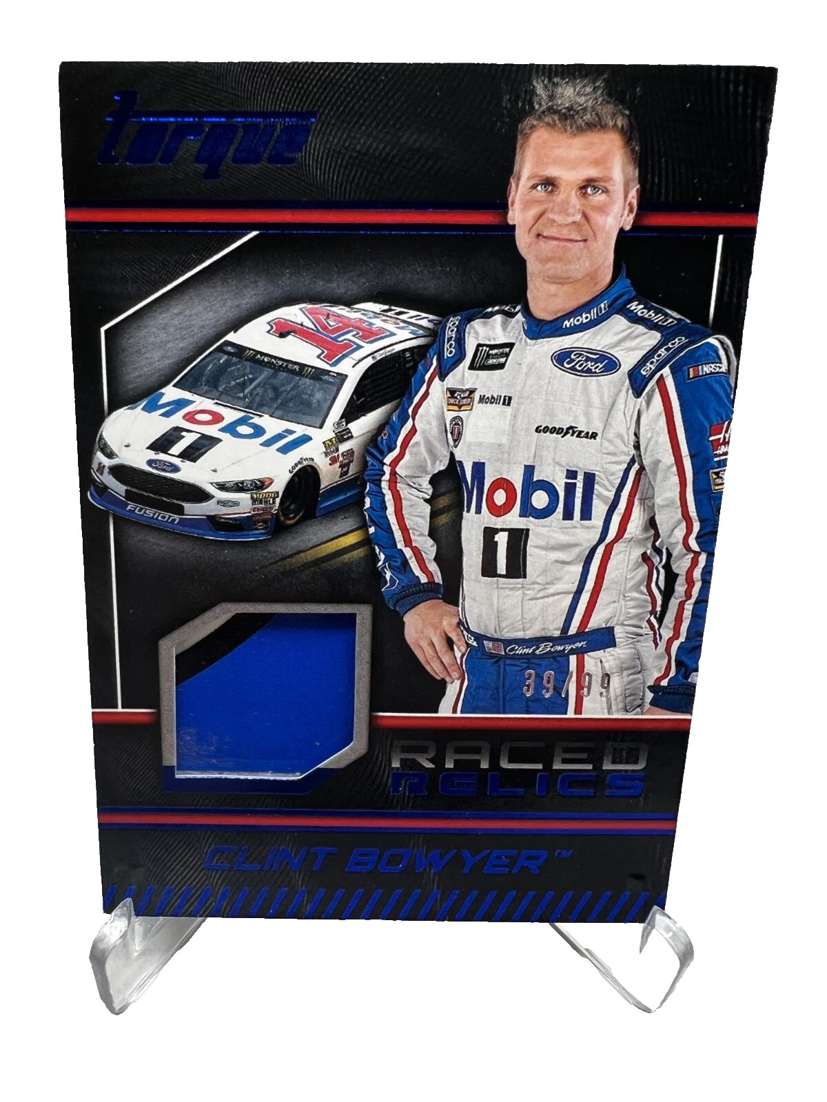 Clint Bowyer 2017 Panini Torque Racing Blue Relic /99 #RR-CB