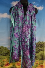 ANTICA SARTORIA 2026 PURPLE & AQUA CORAL & THE SEA COTTON SCARF SARONG NWT