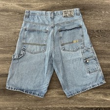 Vintage Southpole Mens 36 Blue Denim Carpenter Jean Shorts Jorts HipHop Y2K Logo
