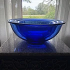 PYREX cobalt blue glass nesting mixing bowls (3) Vintage 326,325,323 Nice!