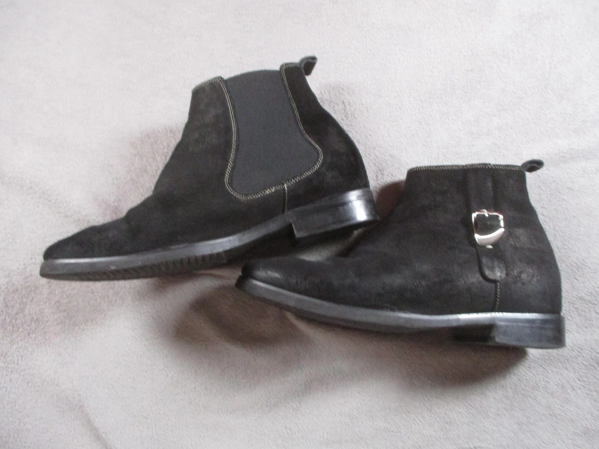 Bostonian Men\'s Black Leather Classic Ankle Boots Side Zip Sz 7.5W Italy Johnston & Murphy Black Cap Toe Ankle Boots | Mercari main image 3