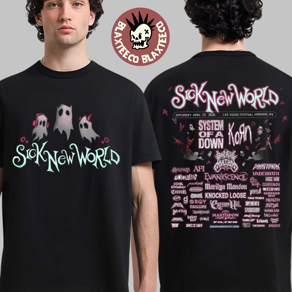 Sick New World 2026 Shirt Full Lineup Ghosts Las Vegas Festival Merch 2-Sided