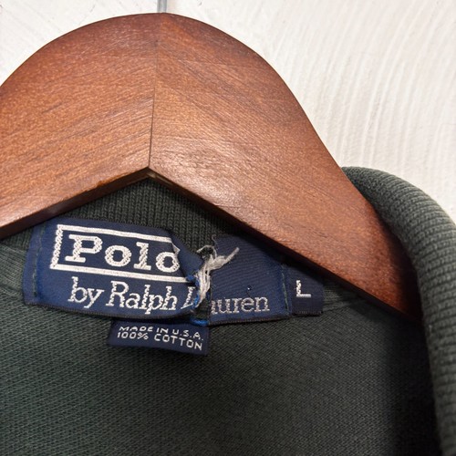 Polo Ralph Lauren vintage anni 90 t-shirt verde manica corta colletto casual uomo L - Foto 5 di 6