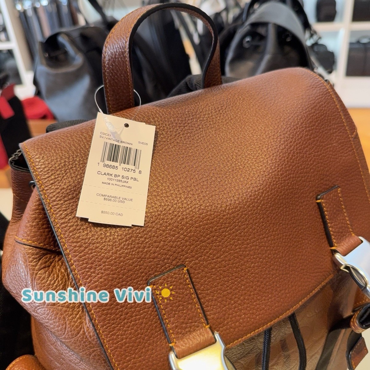 COACH ビジネスバッグ ダークグレー/ブラウン NWT COACH MEN'S Clark Backpack in Signature Leather Silver/Vintage