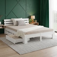 Holzbett 160X200 Doppelbett Mit Stauraum Lattenrost Bett Weiß Massiv Homestyle4u