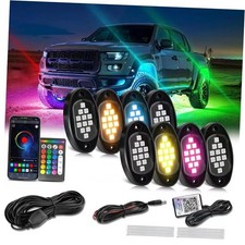 8 Pods RGB LED Rock Lights Kit with Smart APP RF Remote Control 12V