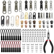 188 PCS Universal Zipper Repair Kit with Sliders Pulls Stops Fixing Tool