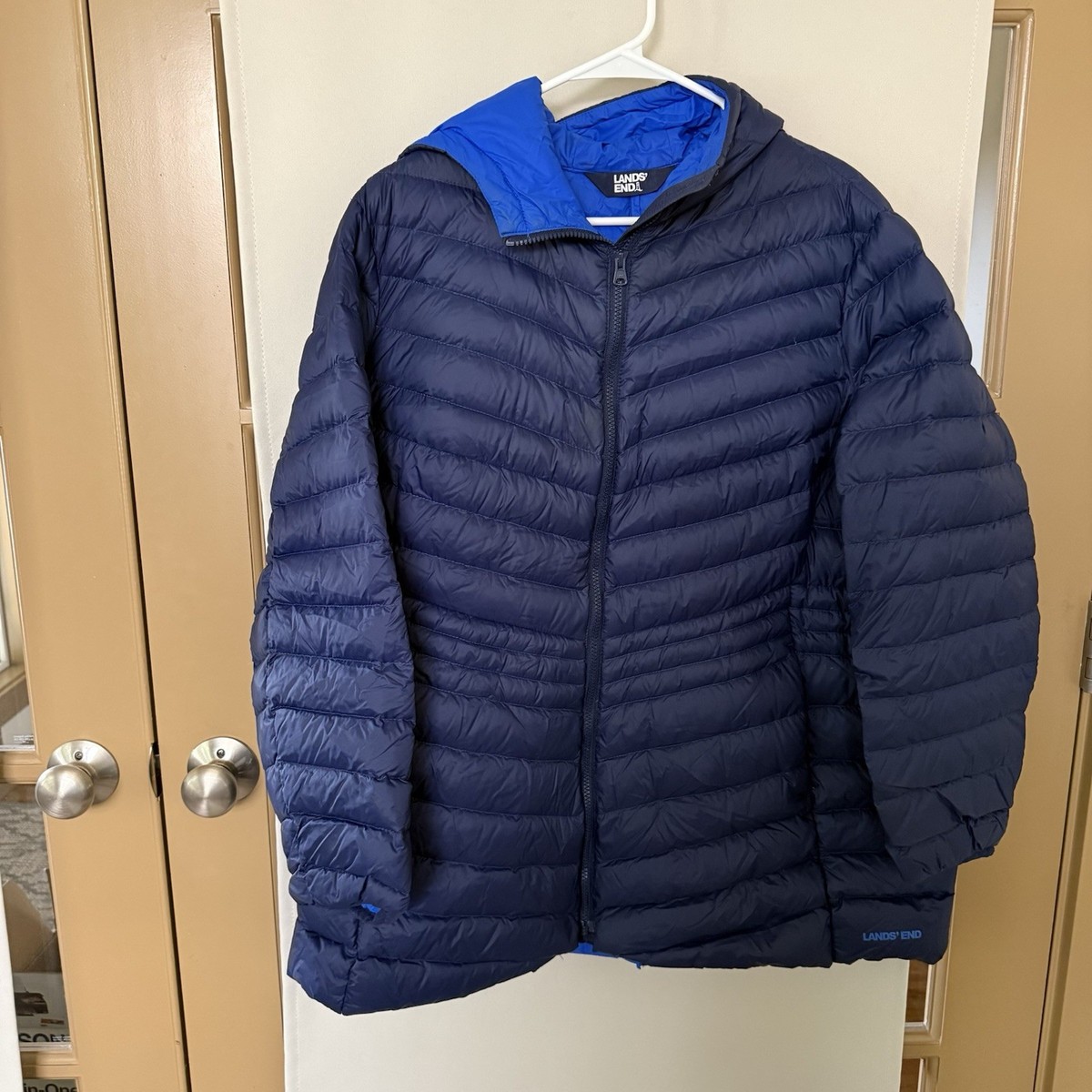 Lands End Womens 1X Navy Blue Wanderweight Ultra Light Packable