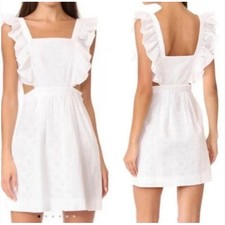 Madewell Leilani Apron Eyelet Sun Dress White Coquette Feminine Ruffle Size XS