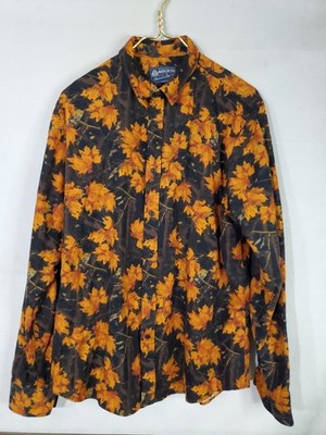 American Rag Men's Size Large Floral Leaf Print Button Up Shirt Long Sleeve 