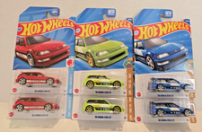 Hot Wheels '90 Honda Civic EF Lot of 6 Red, Green, Blue - Free Shipping
