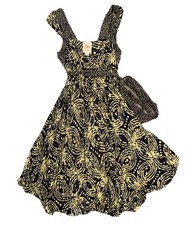 Anthropologie C KEER Spin Art Tank Dress Jersey Knit Blue Yellow Boho Size XS