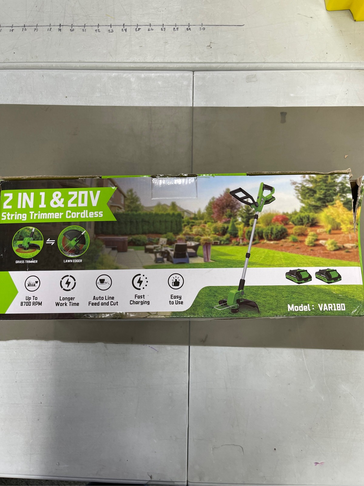 VARSK 20V String Trimmer Cordless, 12 Inch 2 in 1 Trimmer and Edger, Automatic L