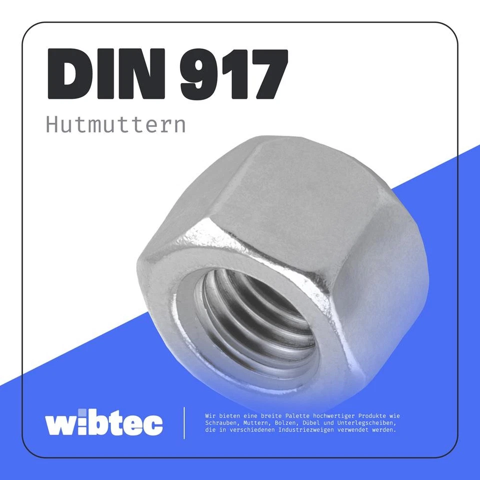 DIN 917 Sechskant Hutmuttern niedrige Form Edelstahl A2 Kappenmuttern Ziermutter - Bild 3 von 4