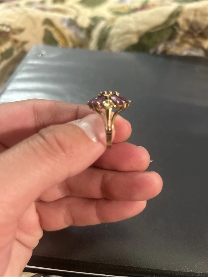 Антикварный женский аметист желтое золото 10 карат - Изображение 4 из 4