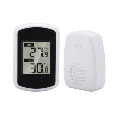 Schwarzes ABS LCD Funk Digital Innen Aussen Thermometer 100m Reichweite Sensor