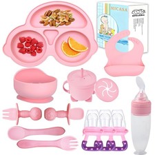 Silicone Baby Feeding Set,Miicasa Baby Led Weaning Supplies Kit With Suction