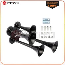 12v 185db Loud Sound 4 Trumpet Black Train Air Horn Kit For Truck Pickup Car