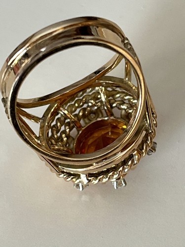 5378- Anillo Bola Años 1940 Hilo de Oro Amarillo Citrino - Imagen 2 de 5