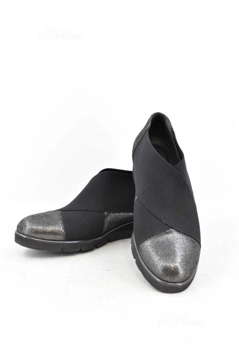 Women s Shoes Melluso N 37 Black Silvery Elastic eBay