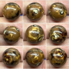 .65" BENNINGTON MARBLE ANTIQUE GRAY BROWN 1800's HANDMADE GLAZED CLAY 1 only