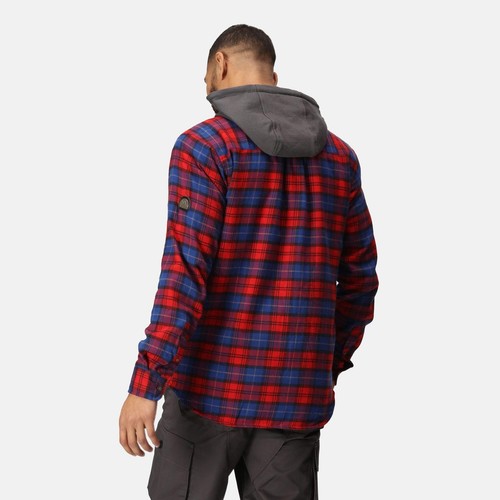 Regatta Siege red check cotton padded hooded work shirt #TRS205 - Bild 2 von 8
