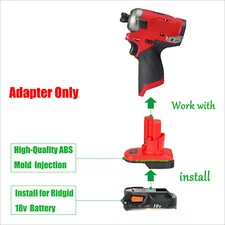 Adapter for Ridgid 18V Slider Battery to Power for Milwaukee M12 Platform Tools