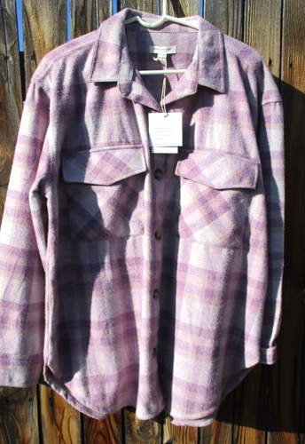 NWT Beach Lunch Lounge Women's XL Pastel Plaid Shacket Button Down Shirt Jacket