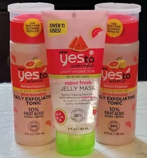 3X Yes To Watermelon Grapefruit Daily Exfoliating Tonic & Watermelon Jelly Mask