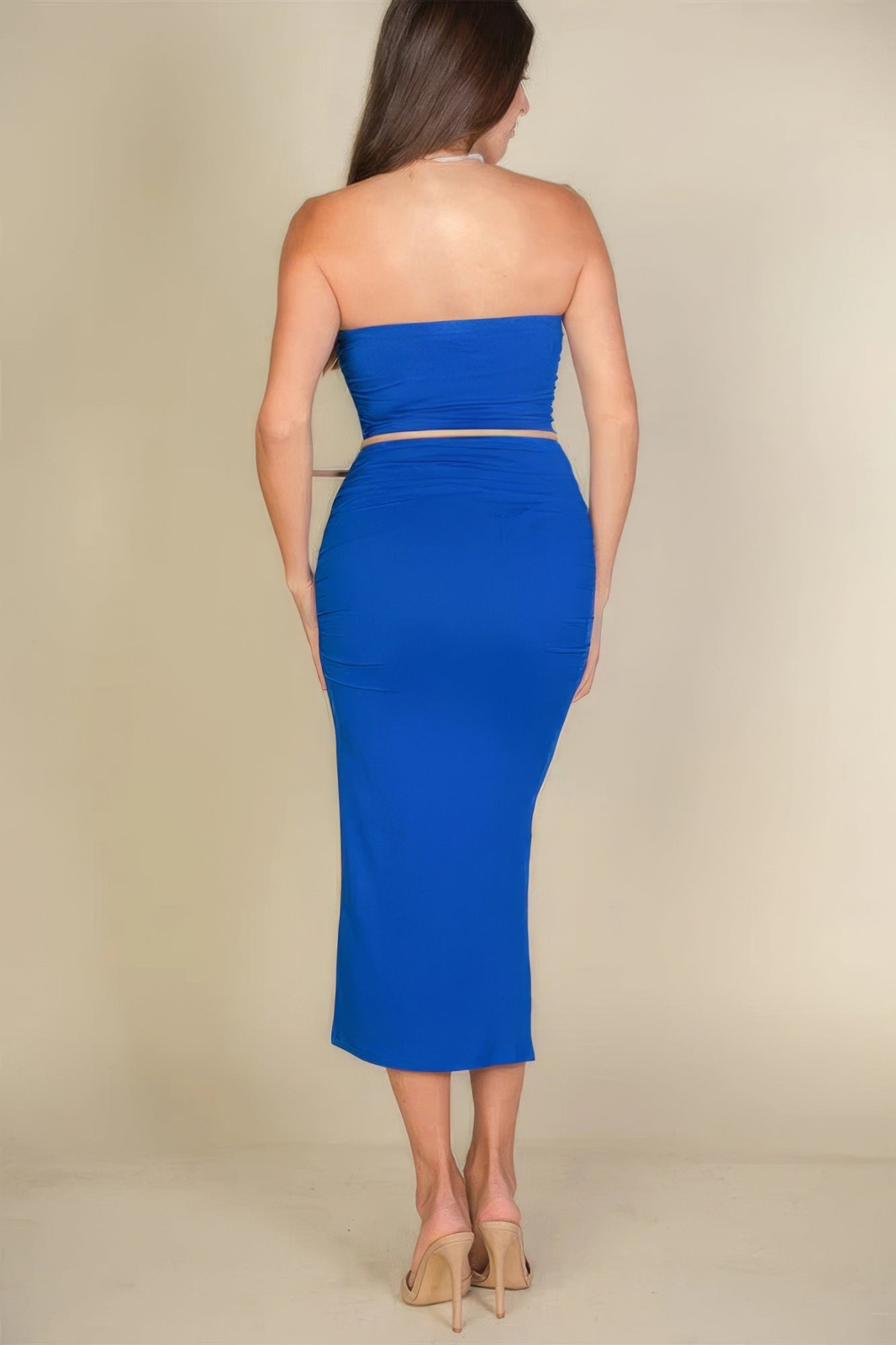 Solid Bodycon Split Hem Tube Dress - image 5