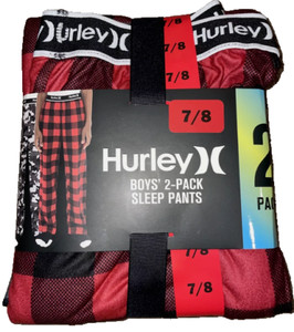 Hurley BOYS 2 Pack Sleep Lounge Pants(Red / Black Camo S 7/8)