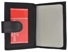 Black Genuine Leather Business Card Organizer Men's Wallet Plastic Insert 