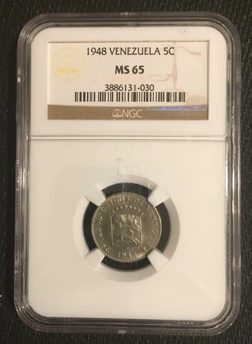 1948 Venezuela 5 Centimos Coin NGC MS 65