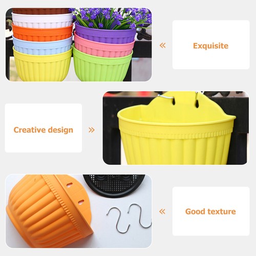 Colorful Hanging Flower Pot Pots Home Wall Planter Plastic Flowerpot - Picture 12 of 12