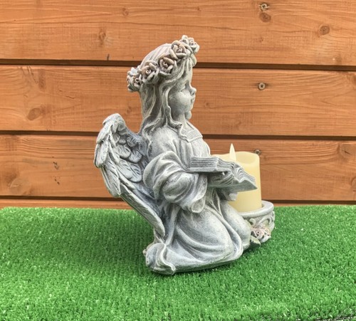 Angel Reading Book LED Stone Effect Grave Cemetery Memorial Ornament Light - Picture 6 of 11