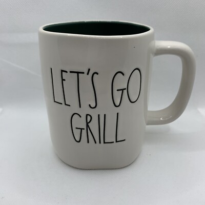 NEW Rae Dunn LET S GO GRILL Mug With Dark Green Interior Coffee Tea Cocoa Cup