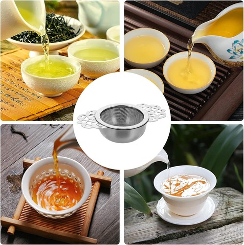 4 Pack Small Fine Mesh Tea Strainers with Bowl, Loose Tea Infusers Strainers - Picture 8 of 9