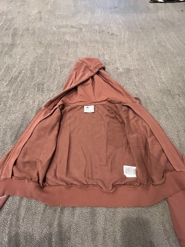 Adidas Hoodie Womens Small Zipper Cropped Hooded Sweatshirt Brown Bedazzled - Picture 5 of 6