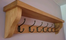 Coat Rack+Shelf Floating Rustic Handmade Wall Mounted 7 Double Hooks