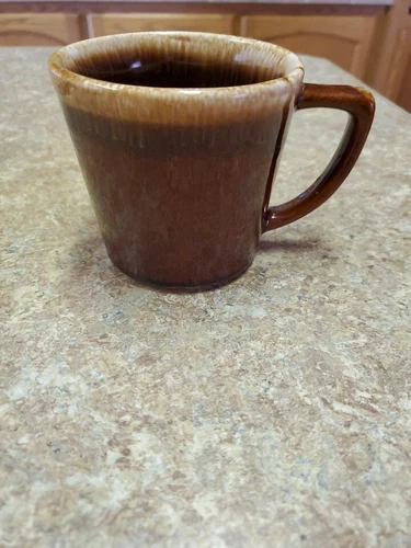 Vintage McCoy USA Brown Drip Glaze Coffee Mug Cup, D Handle, Mid Century