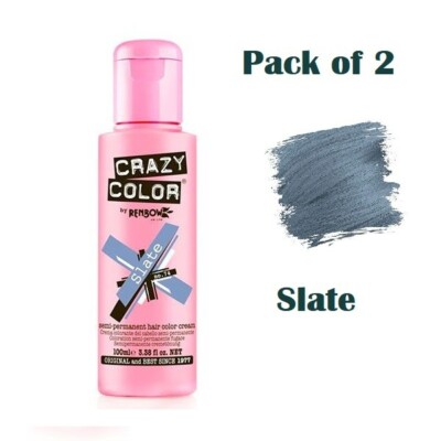 2 x Crazy Color Semi Permanent Haarfarbe Slate - 100ml (2er Pack)