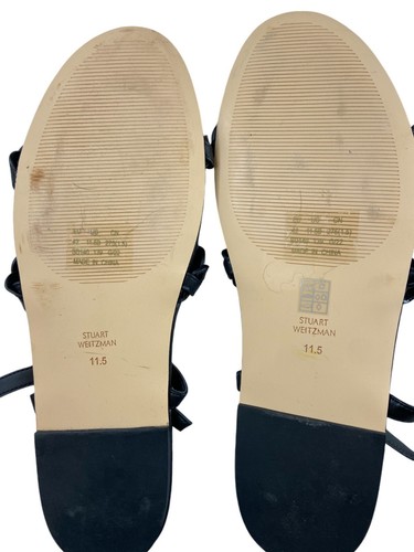 Stuart Weitzman Twistie Black Flat Leather Sandals Women's US 11.5B NWOB - Picture 6 of 7