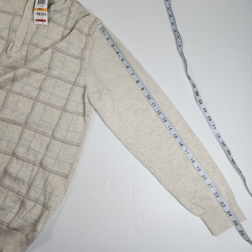NWT Tasso Elba Men's 1/4th Zip Up Sweater Size Small Plaid Beige - Picture 5 of 8