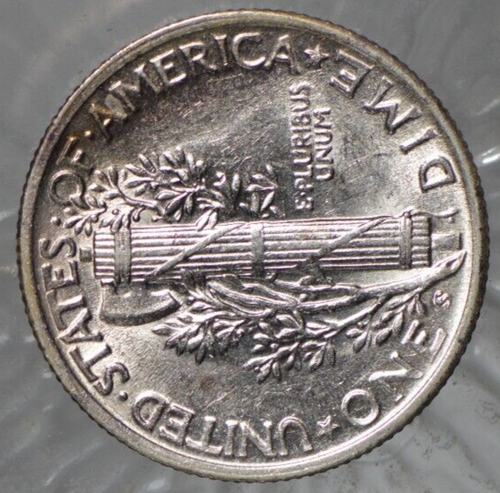1945-S Mercury Silver Dime Unc Original Nice Light Toning - Picture 4 of 8