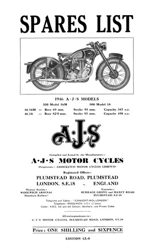 AJS Modell 16M 18 Teile Buch 1946 350 500 Einzeln Motorrad - Bild 2 von 5