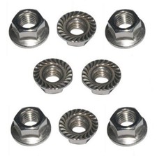 Suzuki RM125 RM125N RM125T - Cylinder Head A2 Stainless Flange M8 Nuts (x8)